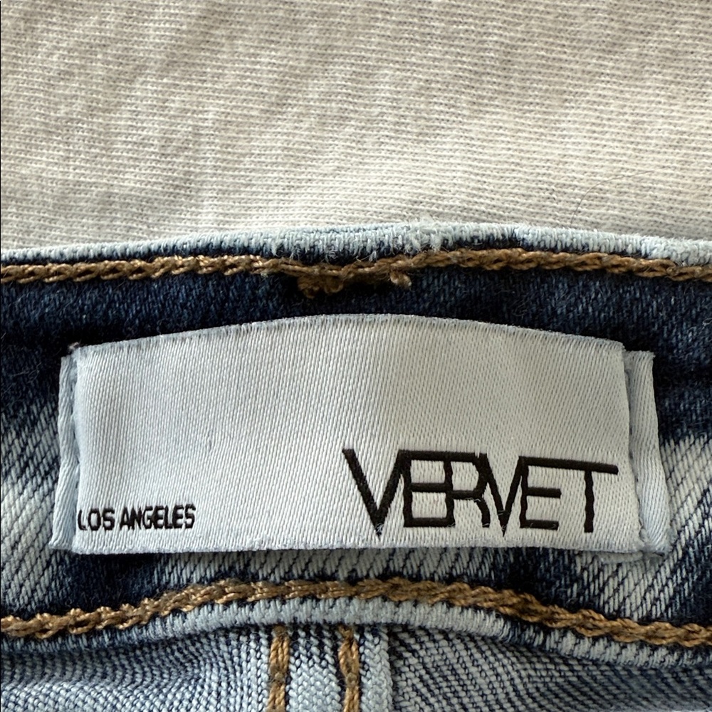 Vervet Los Angeles Womens size 24 Distressed High-Rise Crop Flare Jeans AcidWash - Picture 5 of 16